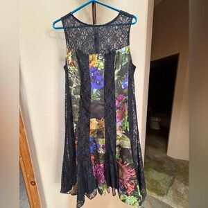 Rickie Freeman Teri Jon Silk and Lace Dress